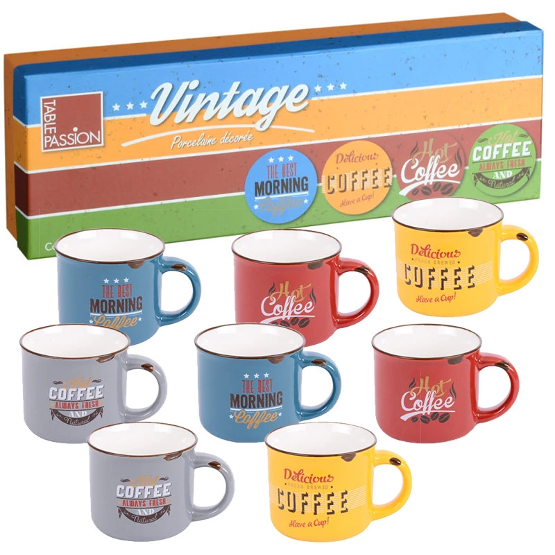 Coffret 8 tasses Vintage