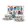 Coffret 2 tasses & sous-tasses "Le monde des chats"