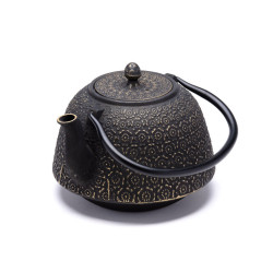 Théière Fonte de Chine "Huashu" noire/or  1,3 L