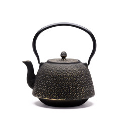 Théière Fonte de Chine "Huashu" noire/or  1,3 L